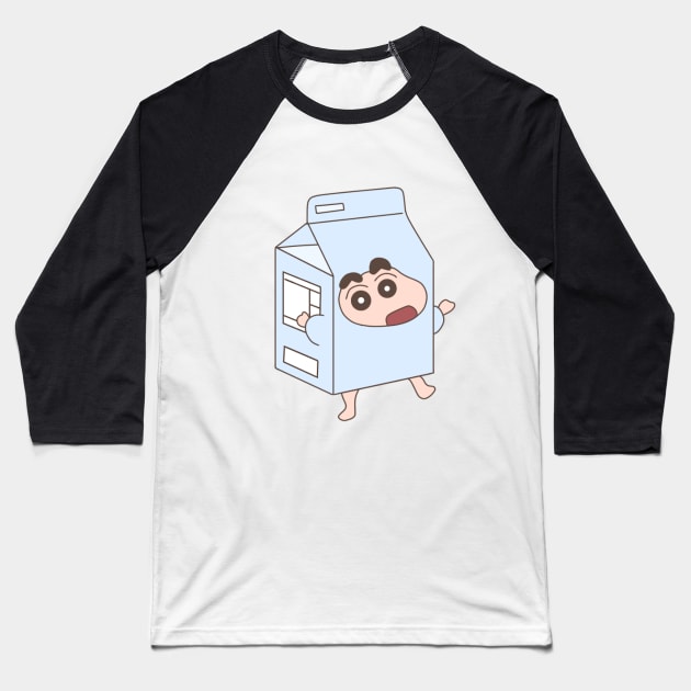 Crayon Shin-chan in a milk carton Baseball T-Shirt by Little Dreams
